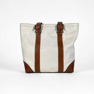 Coach Hampton Leather Bucket Tote Shoulder Bag F11201 Off White Tan $398 MSRP